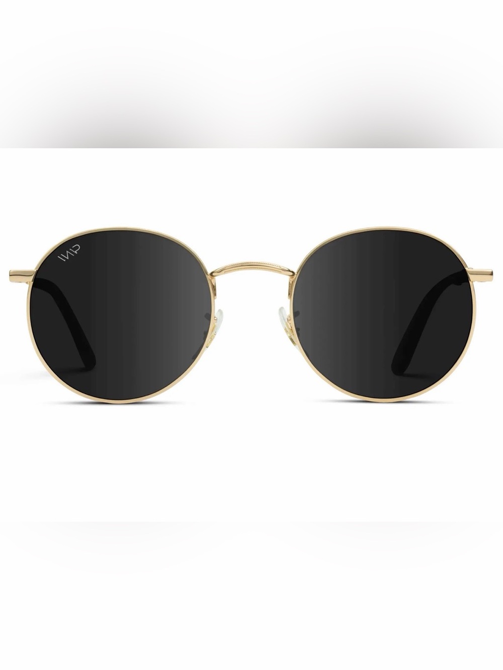 Gold Frame Black Lens Round Sunglasses